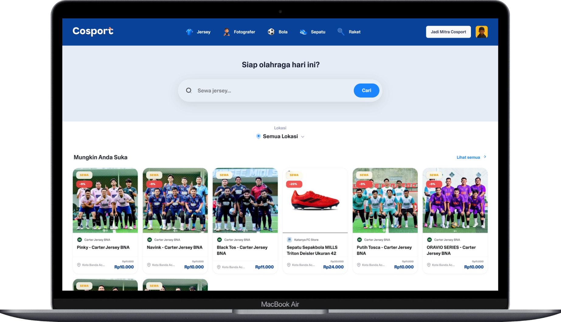 Cosport Desktop Mockup